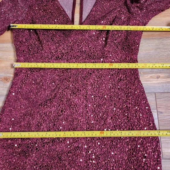 Kay Unger Gown Womens 6 Red Crochet Sequin - Picture 9 of 10